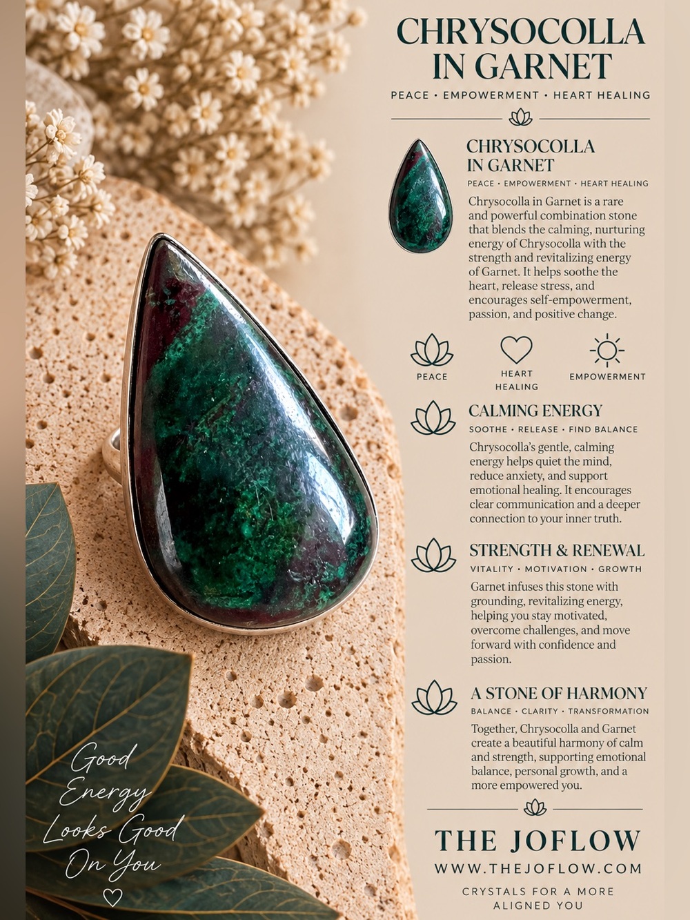 925 RENEWAL Chrysocolla Garnet Combo Ring 8